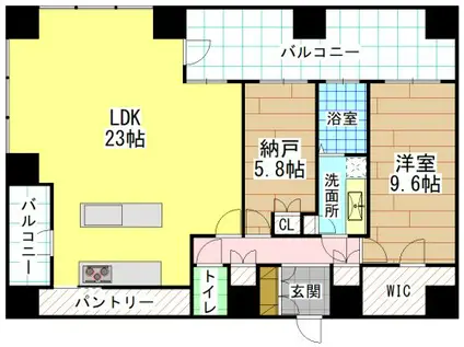 MOJI MID AIR(1SLDK/24階)の間取り写真