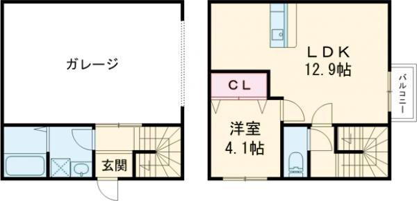 270ガレージ(1LDK/1階)の間取り写真