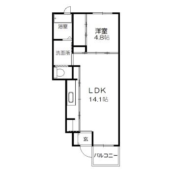 カーサ源内(1LDK/1階)の間取り写真
