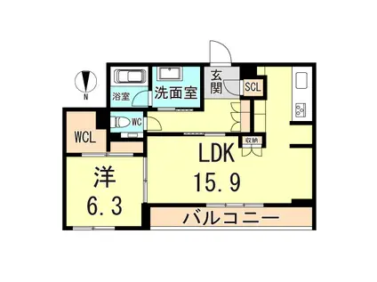 シークリサンス岡本(1LDK/3階)の間取り写真