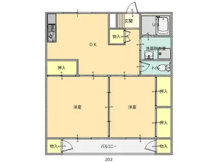 メゾン8(2DK/2階)の間取り写真