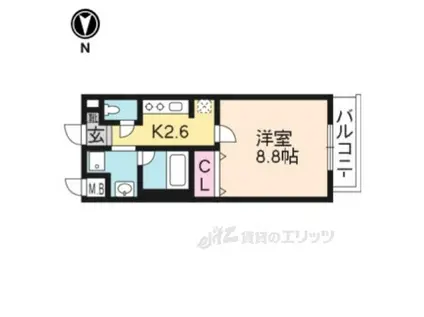 サウス・サントゥールくいな橋(1K/1階)の間取り写真