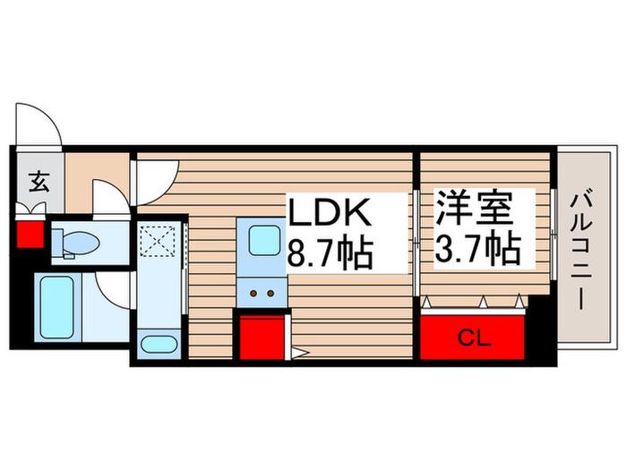 オープンブルーム和光(1LDK/B1階)の間取り写真