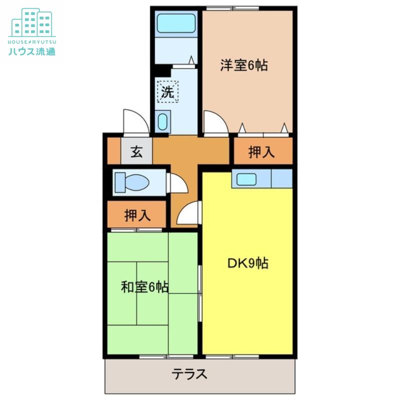 コンフォートたらみB(2DK/1階)の間取り写真