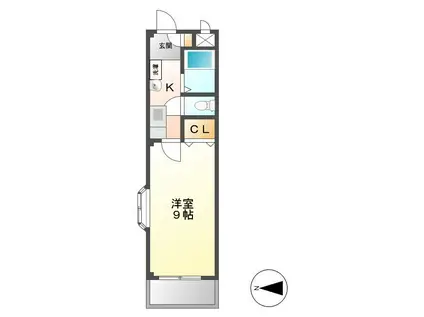 クオーレ・K(1K/2階)の間取り写真