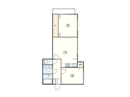 カーサ・フェリス(2LDK/1階)の間取り写真