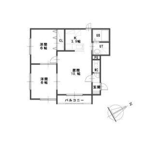 ルミエール 麻生B(2LDK/1階)の間取り写真