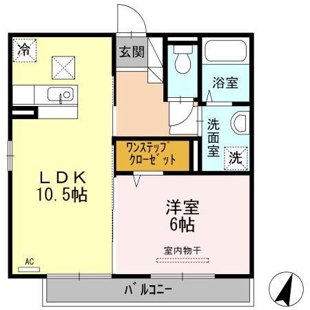 ボヌール東谷山(1LDK/1階)の間取り写真