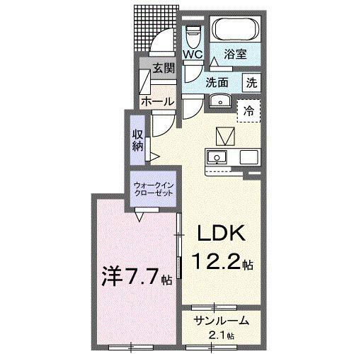 ルナ ソレイユ(1LDK/1階)の間取り写真