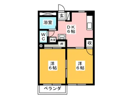 桜丘ローズマンション(2DK/3階)の間取り写真