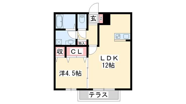セントラルグレイスB棟(1LDK/1階)の間取り写真