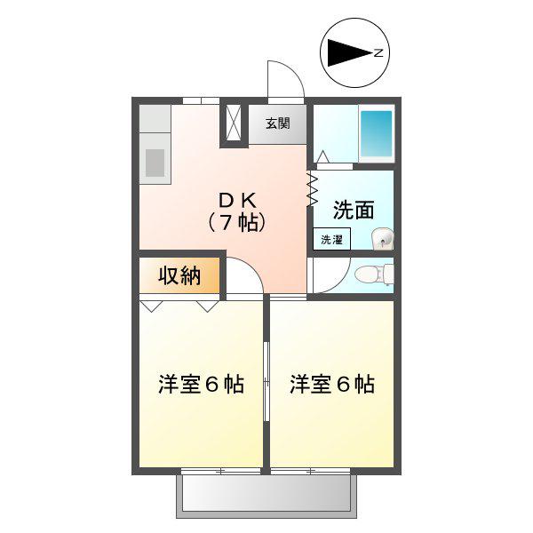 ハイツ前川(2DK/2階)の間取り写真