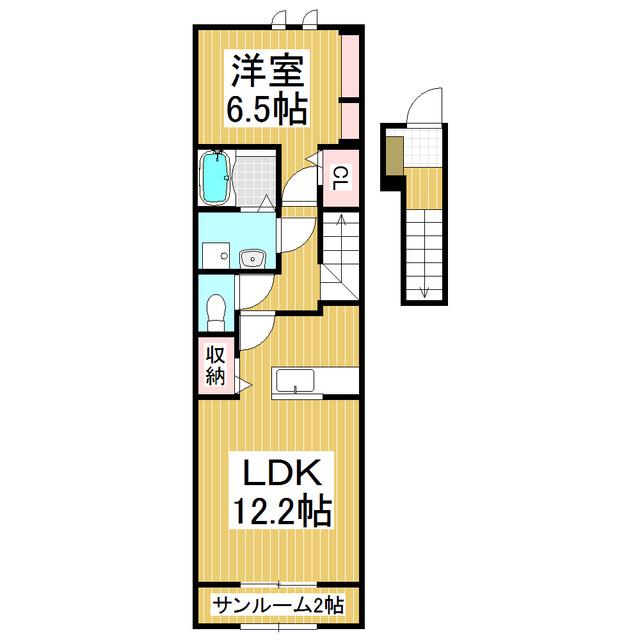 レイクII(1LDK/2階)の間取り写真
