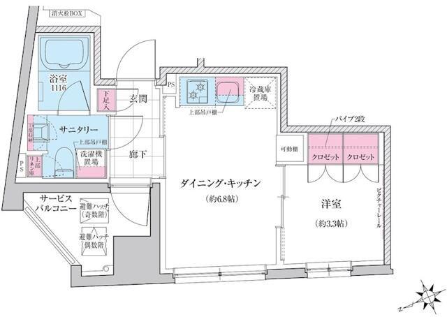 ステラメゾン三軒茶屋(1DK/4階)の間取り写真