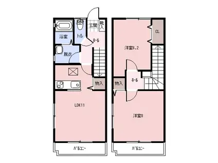 サクシード・ヒル(2LDK/1階)の間取り写真