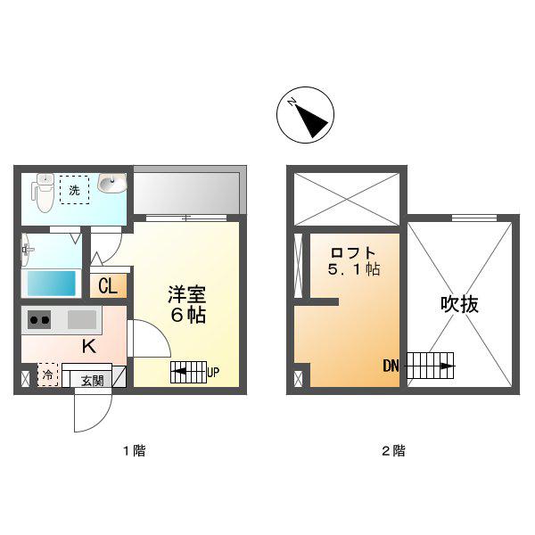 クリオス(1K/2階)の間取り写真