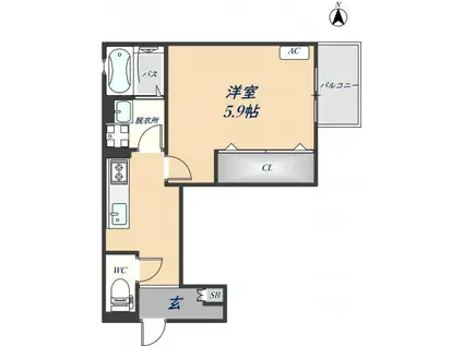 ALEGRIA東花園(1K/1階)の間取り写真