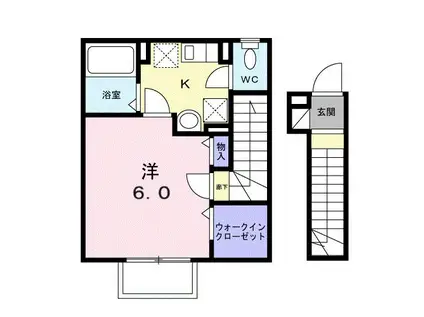 淡之須コーポ(1K/2階)の間取り写真