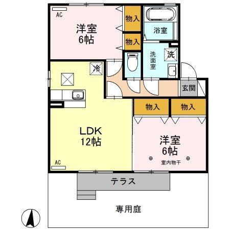 リビングタウン古河D(2LDK/1階)の間取り写真