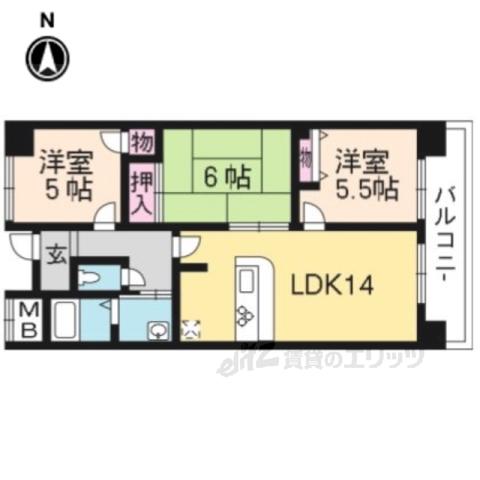 サンロイヤル栗東(3LDK/8階)の間取り写真
