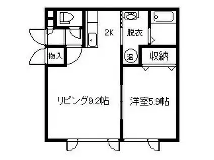 レジェンド9・6(1LDK/2階)の間取り写真