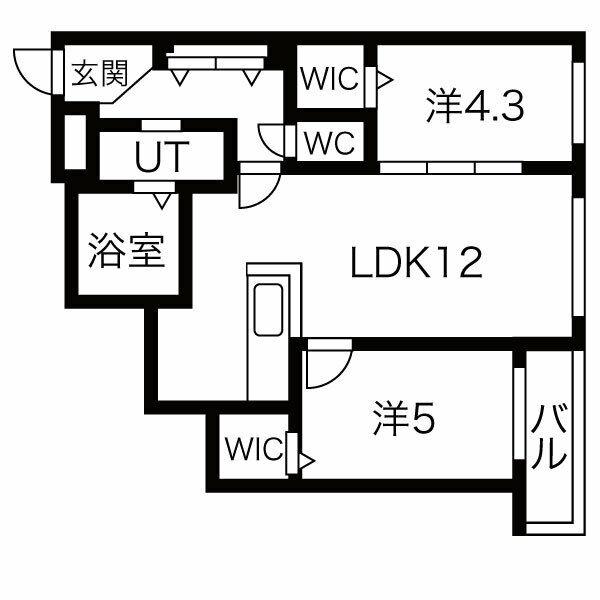 レジデンス北18条(2LDK/2階)の間取り写真