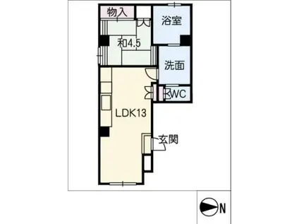 快声堂ビル(1LDK/2階)の間取り写真