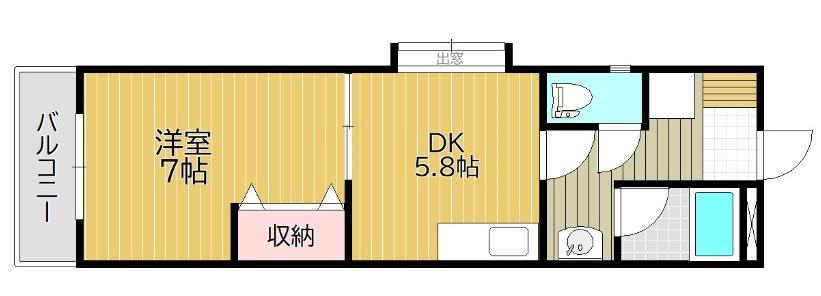 ESPASE東古松(1DK/3階)の間取り写真