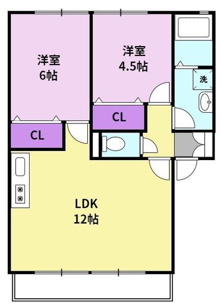 プリマヴェーラ(2LDK/2階)の間取り写真