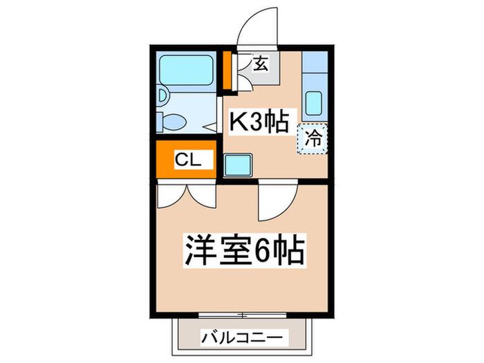 マイハウス多摩2号棟(1K/2階)の間取り写真