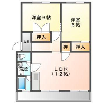 新庄屋マンション(2LDK/3階)の間取り写真