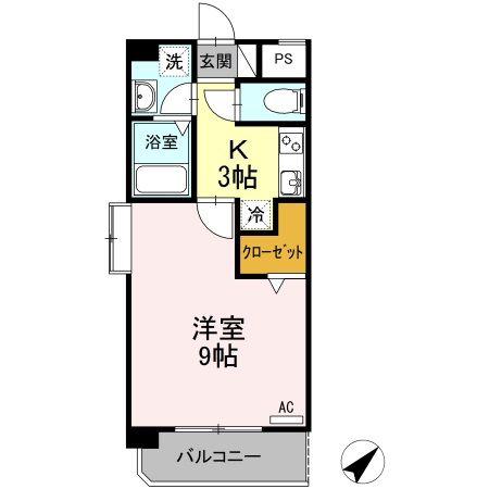 ウィング青山(1K/5階)の間取り写真