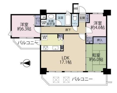 セレナハイム新大宮セントラルステージ(3LDK/7階)の間取り写真