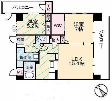 スカイアヴェニュー(2LDK/2階)の間取り写真