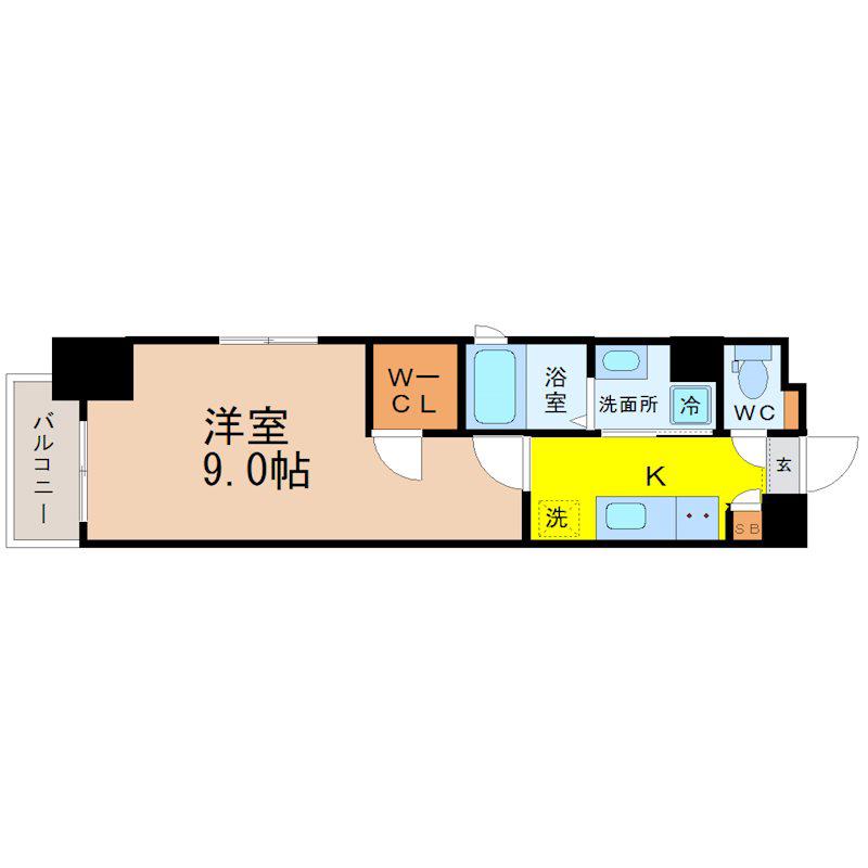 CASA AVENUE IKESHITA(1K/4階)の間取り写真