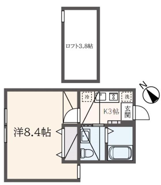 PORTVIEW滝頭(1K/1階)の間取り写真
