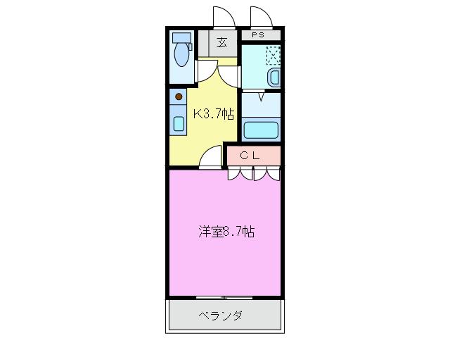 近鉄鈴鹿線 三日市駅 徒歩10分 2階建 築20年(1K/2階)の間取り写真