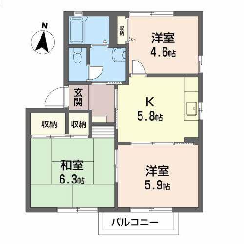 アネックス D(3K/1階)の間取り写真