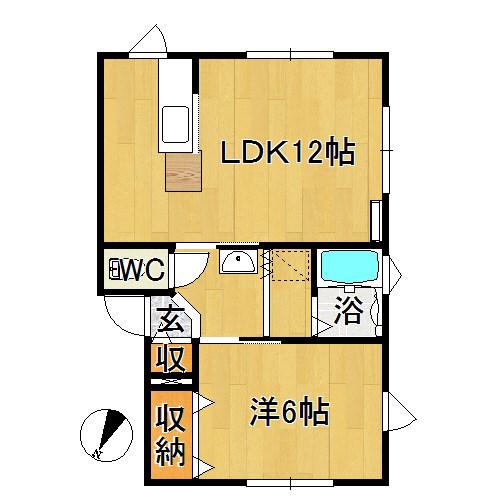 HAPPY HOUSE HIRO(1LDK/2階)の間取り写真