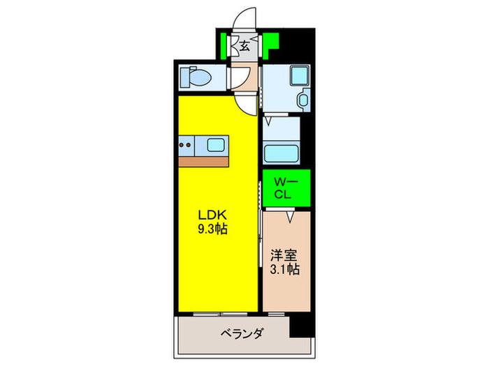 D.CLAREST MELDIA早良街道(1LDK/8階)の間取り写真