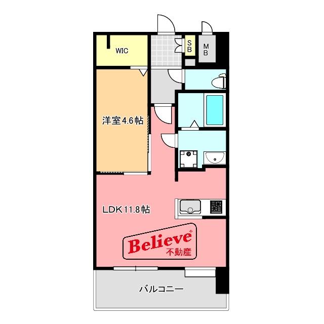 S-RESIDENCE六ツ門ABRイーストI(1LDK/3階)の間取り写真