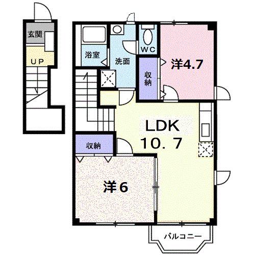 クランベリーハウス(2LDK/2階)の間取り写真
