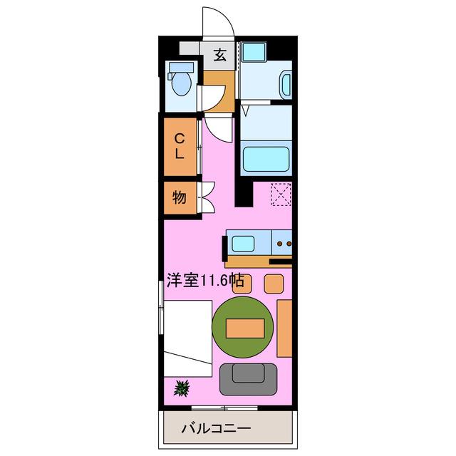 チェルシー(1K/1階)の間取り写真