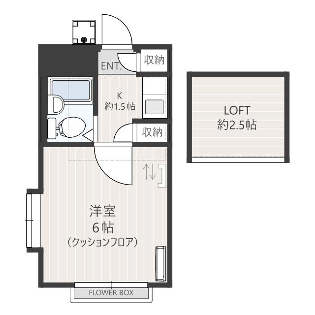 ヒルサイド鶴川(1K/2階)の間取り写真