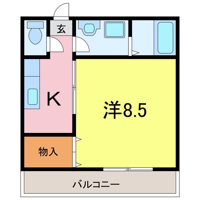 ルートワン矢作(1K/1階)の間取り写真