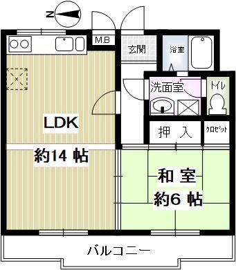 武庫之荘ベルエアー(1LDK/3階)の間取り写真