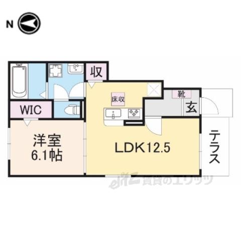 ルナハイツⅢ(1LDK/1階)の間取り写真