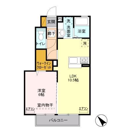 マルヴェシア(1LDK/1階)の間取り写真