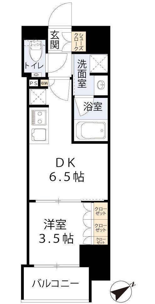 ザ・パークハビオ都島テラス(1DK/8階)の間取り写真