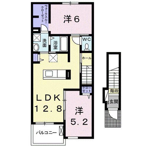 CASA・さくら(2LDK/2階)の間取り写真